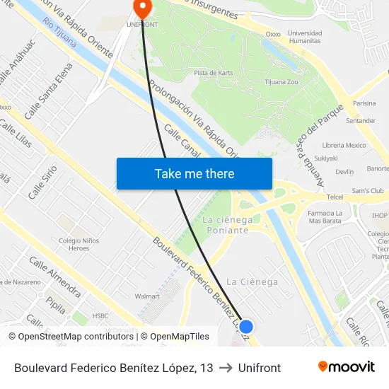 Boulevard Federico Benítez López, 13 to Unifront map
