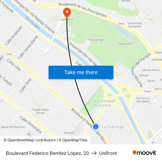 Boulevard Federico Benítez López, 20 to Unifront map