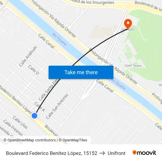 Boulevard Federico Benítez López, 15152 to Unifront map