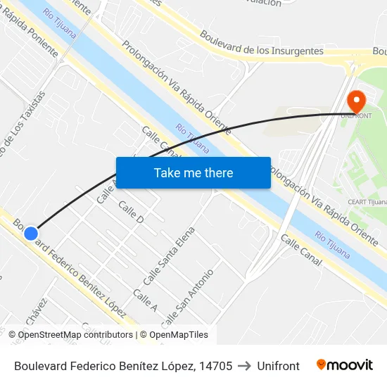 Boulevard Federico Benítez López, 14705 to Unifront map