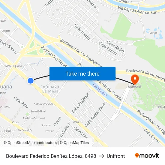 Boulevard Federico Benítez López, 8498 to Unifront map