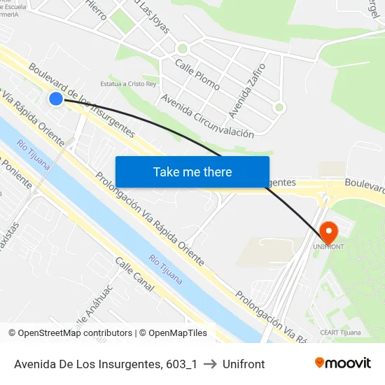 Avenida De Los Insurgentes, 603_1 to Unifront map