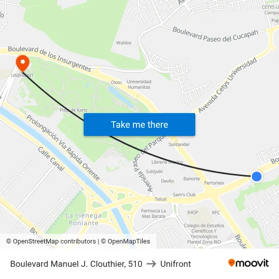Boulevard Manuel J. Clouthier, 510 to Unifront map