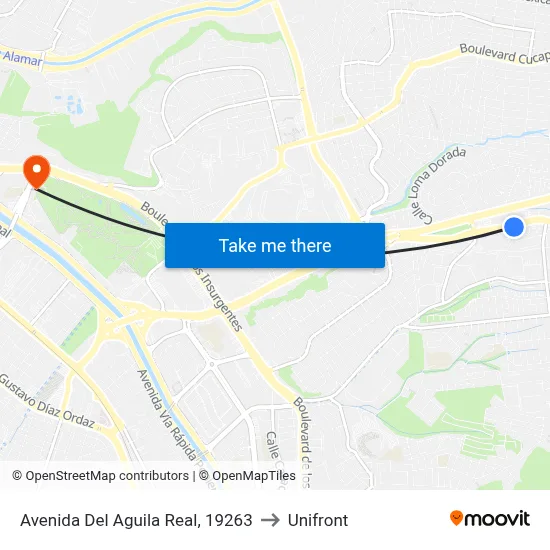 Avenida Del Aguila Real, 19263 to Unifront map