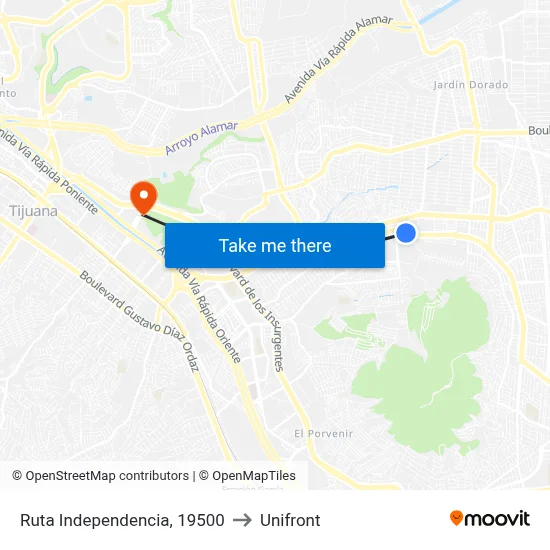 Ruta Independencia, 19500 to Unifront map