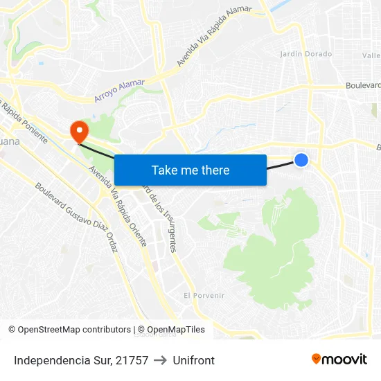 Independencia Sur, 21757 to Unifront map