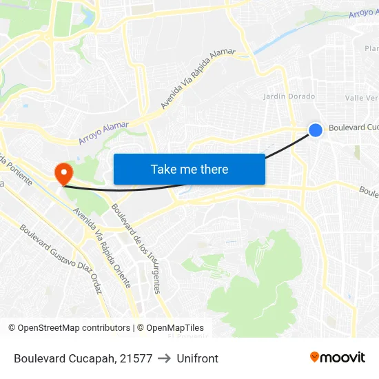 Boulevard Cucapah, 21577 to Unifront map