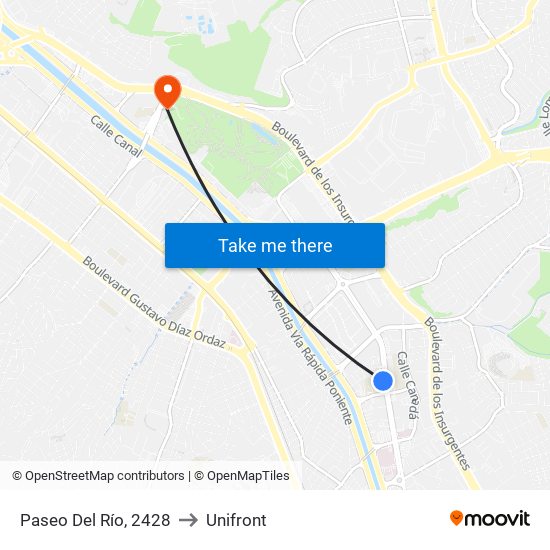 Paseo Del Río, 2428 to Unifront map