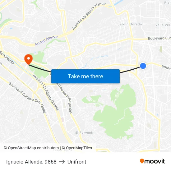 Ignacio Allende, 9868 to Unifront map