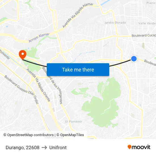 Durango, 22608 to Unifront map