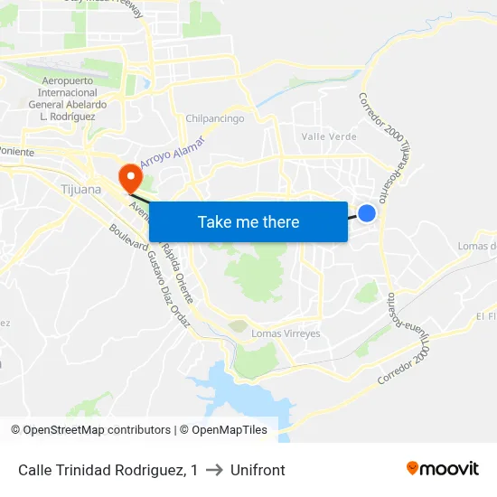 Calle Trinidad Rodriguez, 1 to Unifront map