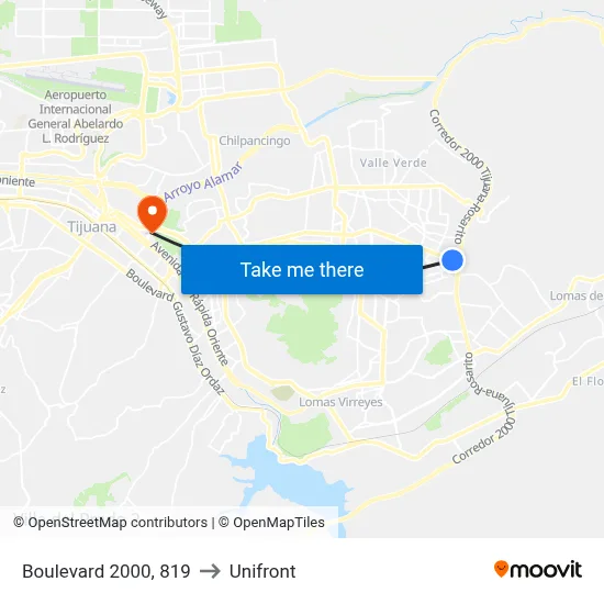 Boulevard 2000, 819 to Unifront map