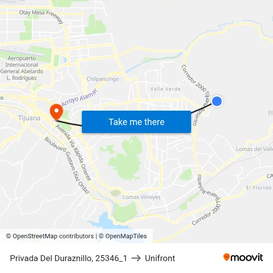 Privada Del Duraznillo, 25346_1 to Unifront map