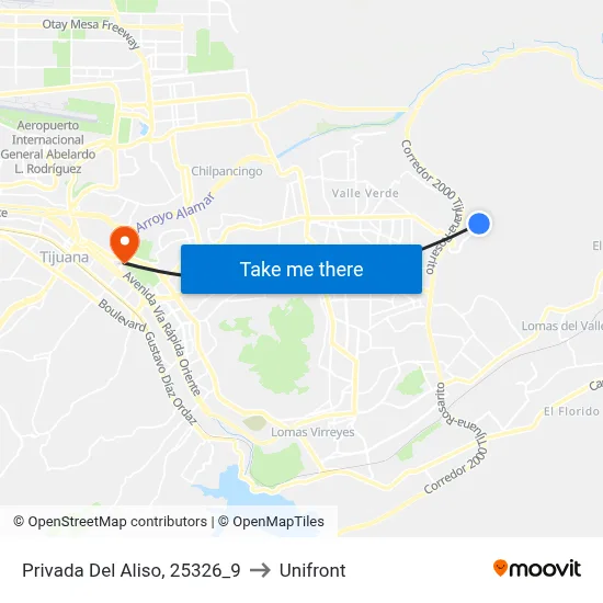 Privada Del Aliso, 25326_9 to Unifront map