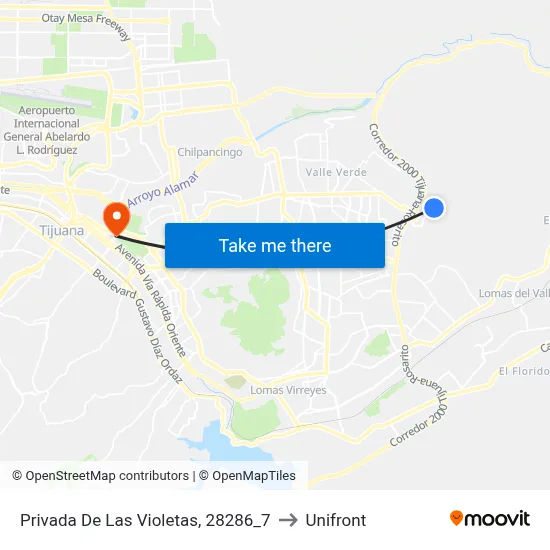 Privada De Las Violetas, 28286_7 to Unifront map