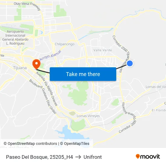 Paseo Del Bosque, 25205_H4 to Unifront map