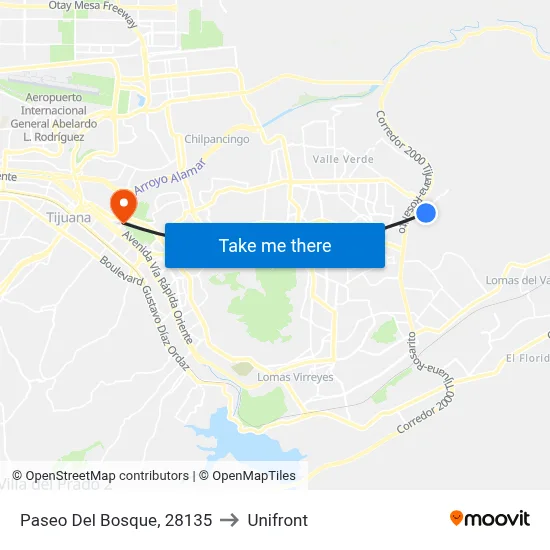 Paseo Del Bosque, 28135 to Unifront map
