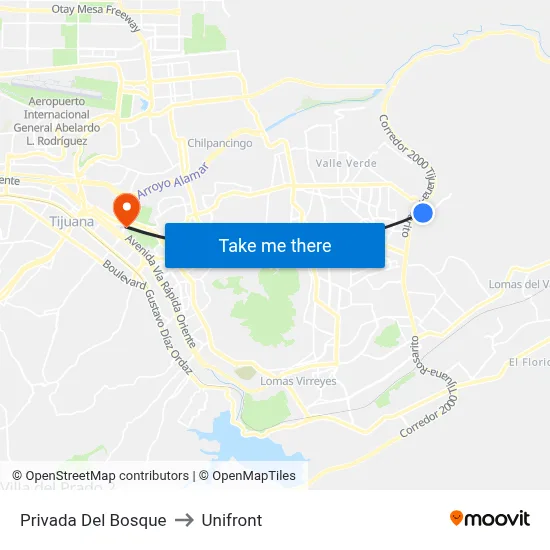 Privada Del Bosque to Unifront map