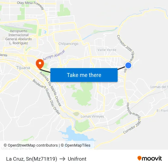 La Cruz, Sn(Mz71lt19) to Unifront map