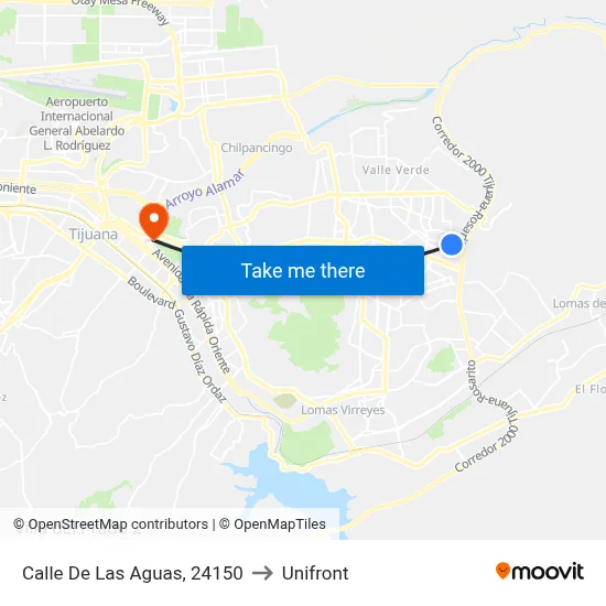 Calle De Las Aguas, 24150 to Unifront map