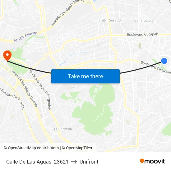 Calle De Las Aguas, 23621 to Unifront map