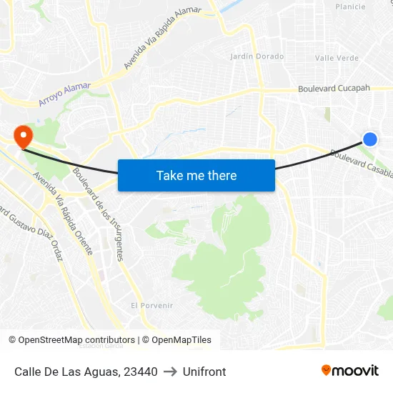Calle De Las Aguas, 23440 to Unifront map
