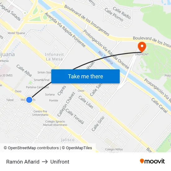 Ramón Añarid to Unifront map