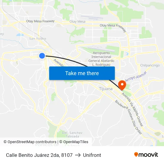Calle Benito Juárez 2da, 8107 to Unifront map