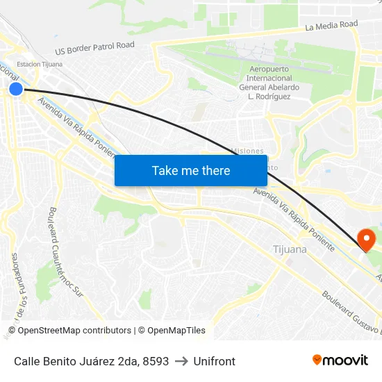 Calle Benito Juárez 2da, 8593 to Unifront map