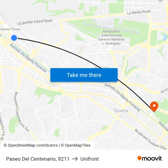 Paseo Del Centenario, 9211 to Unifront map