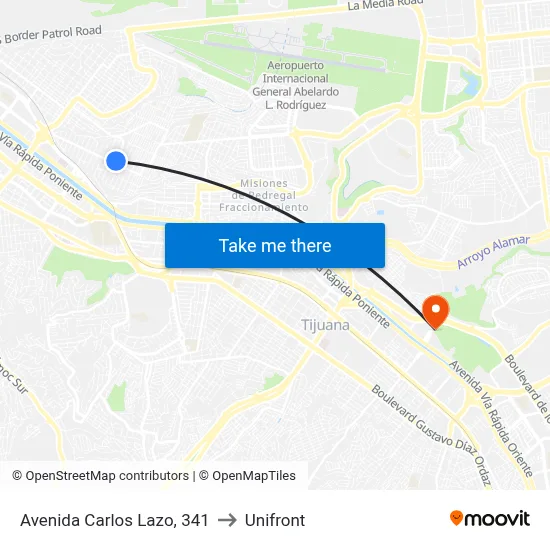 Avenida Carlos Lazo, 341 to Unifront map