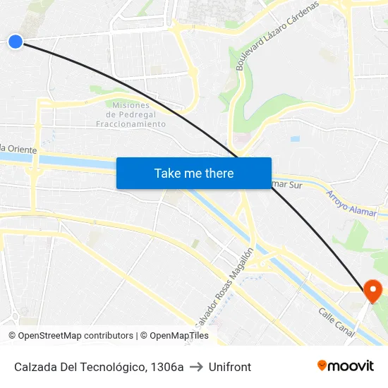 Calzada Del Tecnológico, 1306a to Unifront map