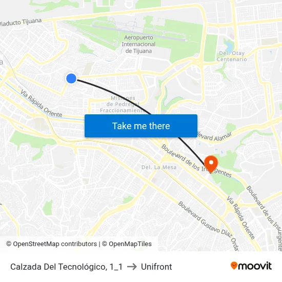 Calzada Del Tecnológico, 1_1 to Unifront map