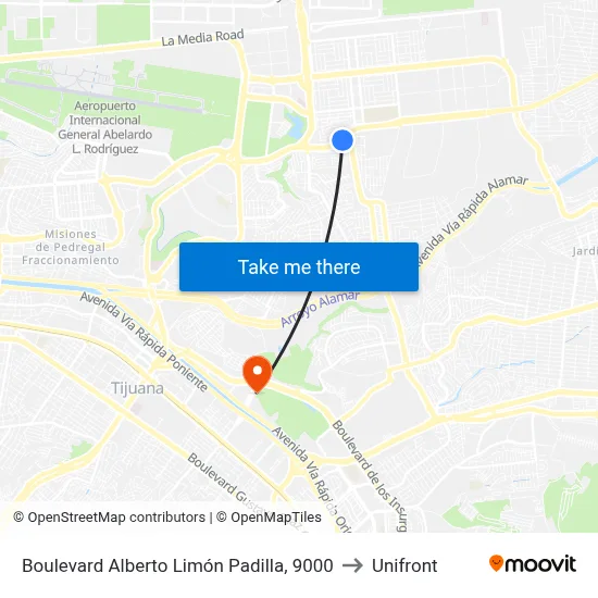 Boulevard Alberto Limón Padilla, 9000 to Unifront map