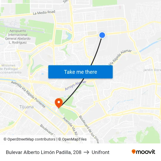 Bulevar Alberto Limón Padilla, 208 to Unifront map