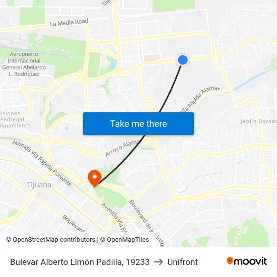 Bulevar Alberto Limón Padilla, 19233 to Unifront map