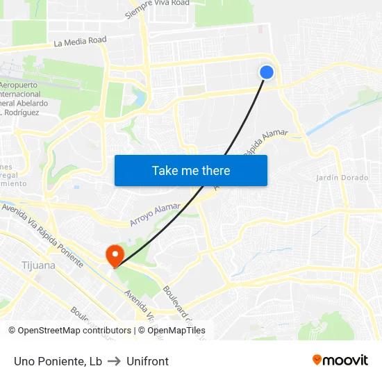 Uno Poniente, Lb to Unifront map
