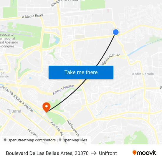 Boulevard De Las Bellas Artes, 20370 to Unifront map