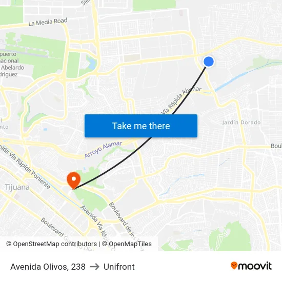Avenida Olivos, 238 to Unifront map
