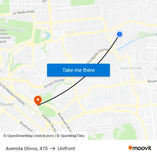 Avenida Olivos, 470 to Unifront map