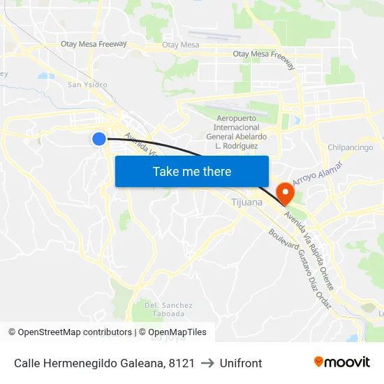 Calle Hermenegildo Galeana, 8121 to Unifront map