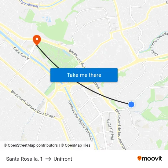 Santa Rosalía, 1 to Unifront map