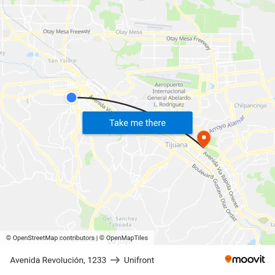 Avenida Revolución, 1233 to Unifront map