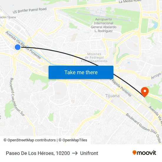 Paseo De Los Héroes, 10200 to Unifront map