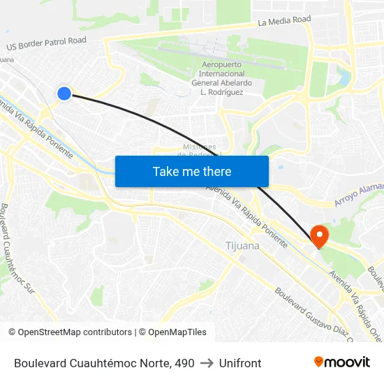Boulevard Cuauhtémoc Norte, 490 to Unifront map