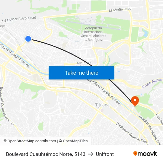 Boulevard Cuauhtémoc Norte, 5143 to Unifront map