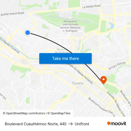 Boulevard Cuauhtémoc Norte, 440 to Unifront map