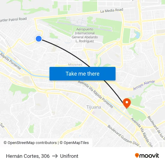 Hernán Cortes, 306 to Unifront map