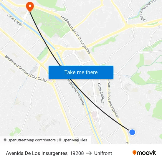 Avenida De Los Insurgentes, 19208 to Unifront map