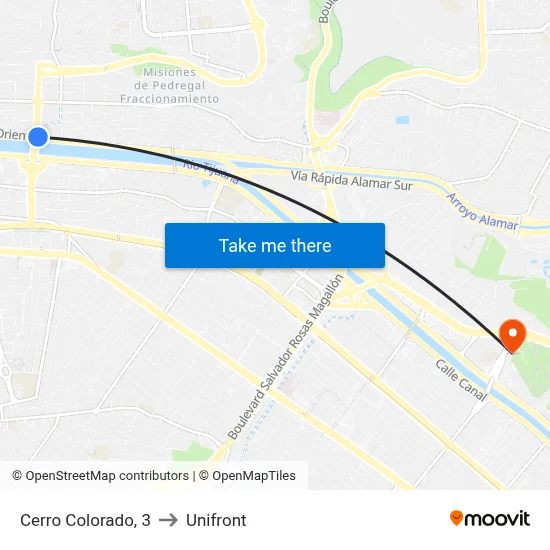 Cerro Colorado, 3 to Unifront map